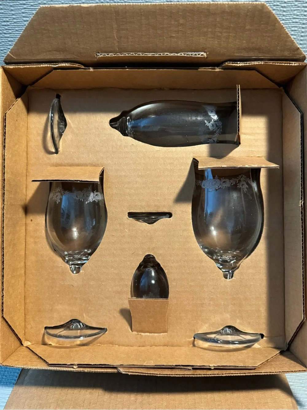 Haviland Fine Crystal Stemware Set with Rose Detail - Clear